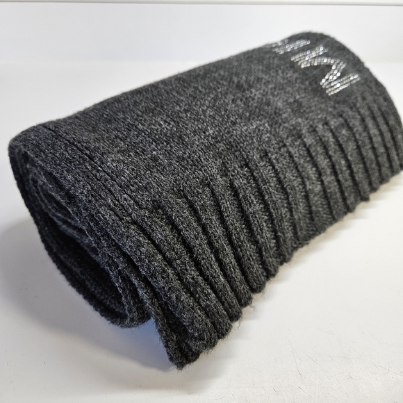 MICHAEL Michael Kors Soft Dark Gray Silver Sparkle Logo Knit Scarf - Picture 2 of 6